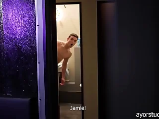 Simon interrupted while masturbating in the shower